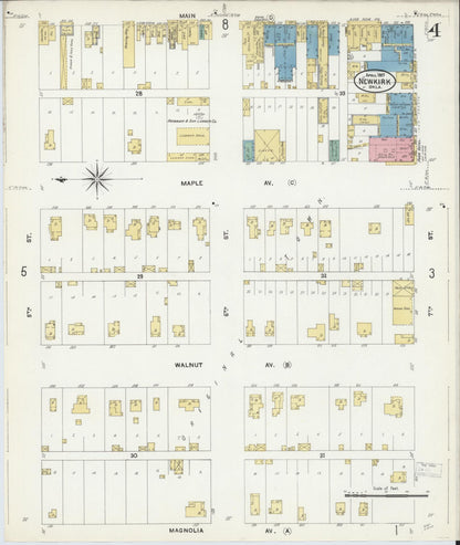 Sanborn Fire Insurance Map from Newkirk, Kay County, Oklahoma (1907), Sheet #0004 - Complete Map Set gallery image, historic Sanborn map, vintage wall art, Oklahoma Oklahoma