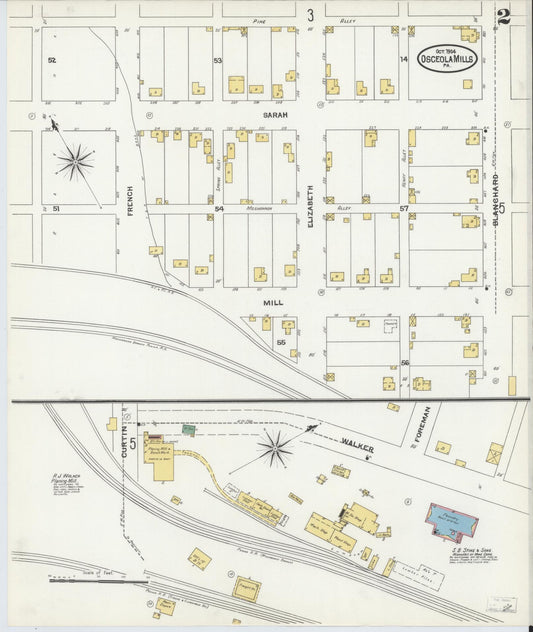 Sanborn Fire Insurance Map from Osceola Mills, Clearfield County, Pennsylvania (1904), Sheet #0002 - Historic Sanborn Fire Insurance Map Print, vintage old map wall art, antique decor, genealogy gift, Pennsylvania Pennsylvania map