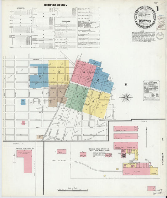 Sanborn Fire Insurance Map from Montpelier, Blackford County, Indiana (1900), Sheet #0001 - Historic Sanborn Fire Insurance Map Print, vintage old map wall art, antique decor, genealogy gift, Indiana Indiana map