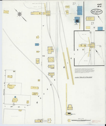 Sanborn Fire Insurance Map from Red Jacket, Houghton County, Michigan (1917), Sheet #0027 - Complete Map Set gallery image, historic Sanborn map, vintage wall art, Michigan Michigan