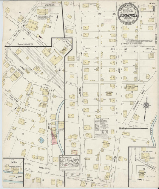 Sanborn Fire Insurance Map from Summerhill, Cambria County, Pennsylvania (1914), Sheet #0001 - Historic Sanborn Fire Insurance Map Print, vintage old map wall art, antique decor, genealogy gift, Pennsylvania Pennsylvania map