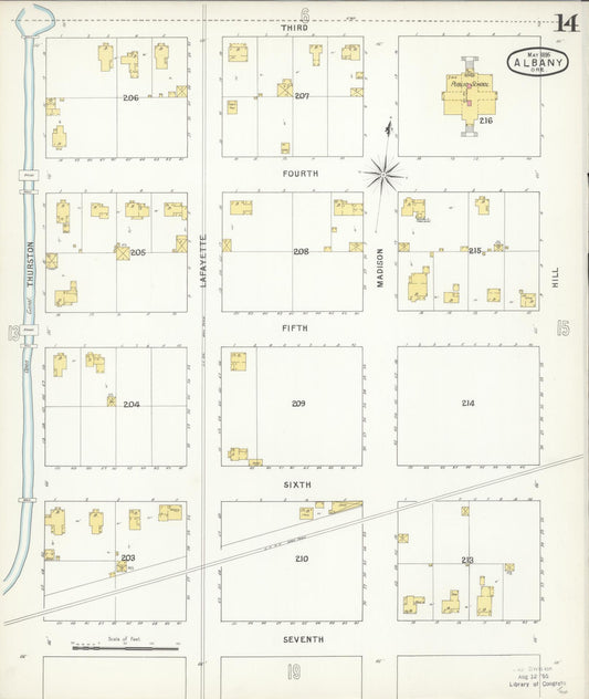 Sanborn Fire Insurance Map from Albany, Linn County, Oregon (1895), Sheet #0014 - Historic Sanborn Fire Insurance Map Print, vintage old map wall art, antique decor, genealogy gift, Oregon Oregon map