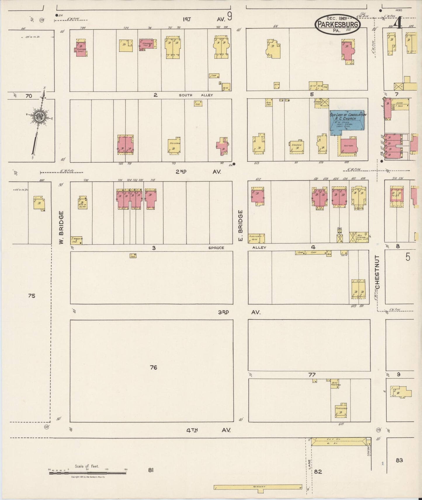 Sanborn Fire Insurance Map from Parkesburg, Chester County, Pennsylvania (1921), Sheet #0004 - Complete Map Set gallery image, historic Sanborn map, vintage wall art, Pennsylvania Pennsylvania