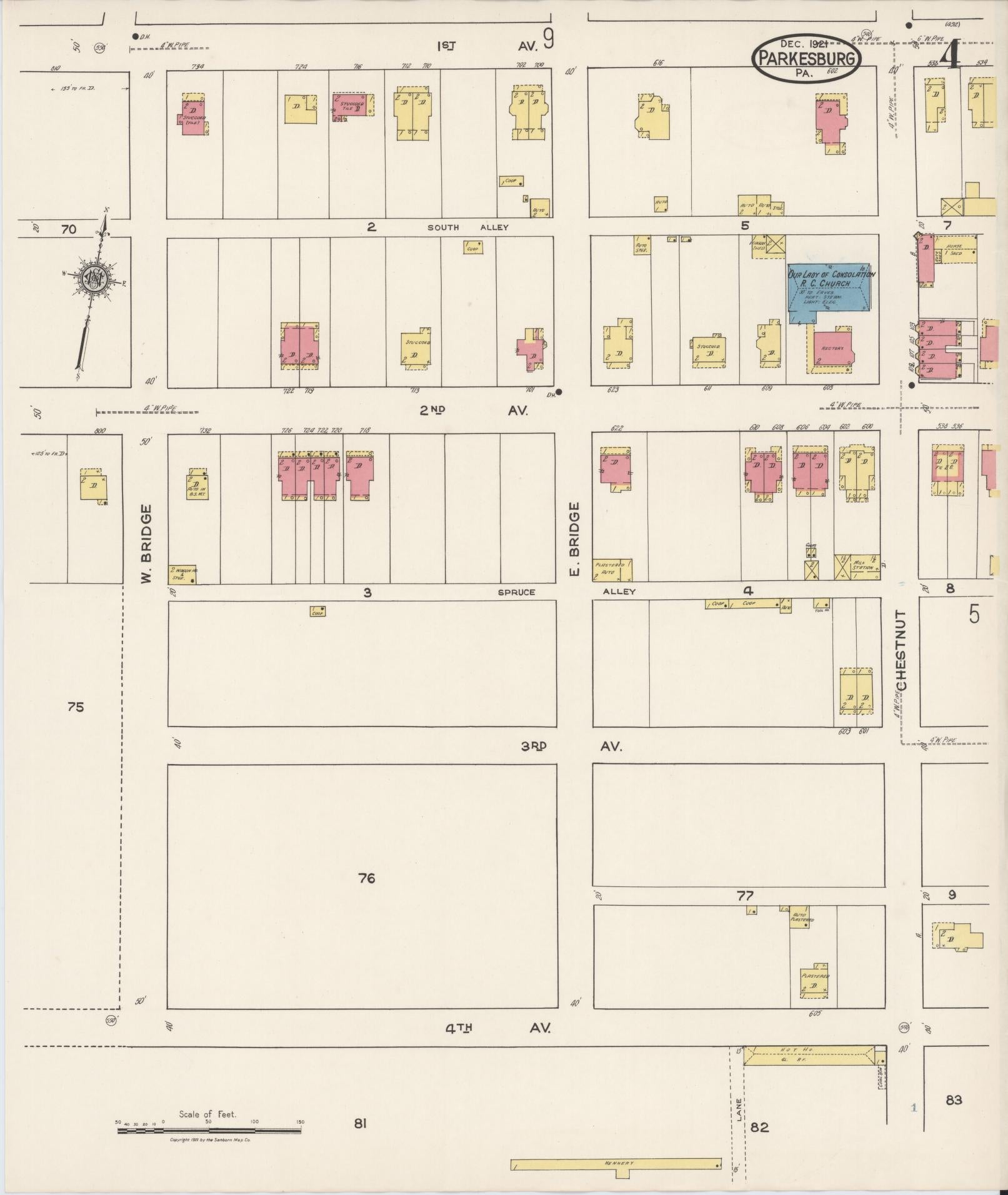 Sanborn Fire Insurance Map from Parkesburg, Chester County, Pennsylvania (1921), Sheet #0004 - Complete Map Set gallery image, historic Sanborn map, vintage wall art, Pennsylvania Pennsylvania