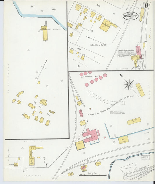 Sanborn Fire Insurance Map from Negaunee, Marquette County, Michigan (1902), Sheet #0009 - Historic Sanborn Fire Insurance Map Print, vintage old map wall art, antique decor, genealogy gift, Michigan Michigan map