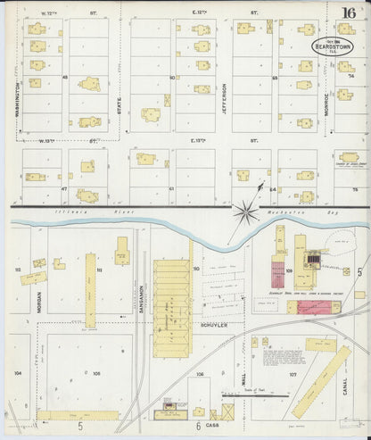 Sanborn Fire Insurance Map from Beardstown, Cass County, Illinois (1906), Sheet #0016 - Complete Map Set gallery image, historic Sanborn map, vintage wall art, Illinois Illinois