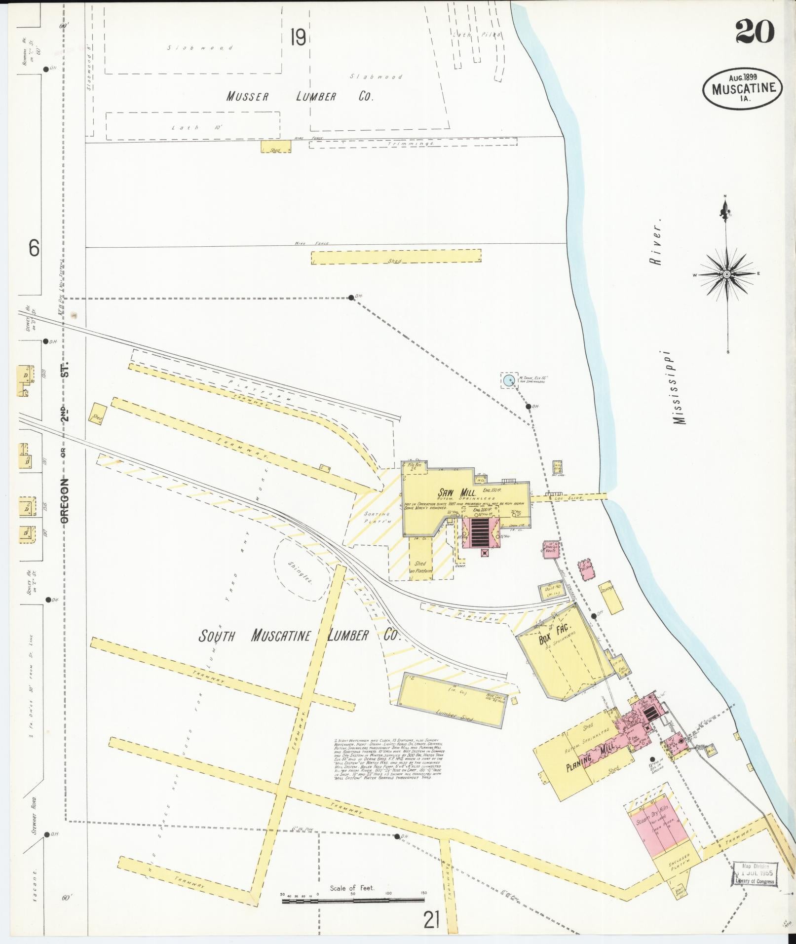 Sanborn Fire Insurance Map from Muscatine, Muscatine County, Iowa (1899), Sheet #0020 - Historic Sanborn Fire Insurance Map Print