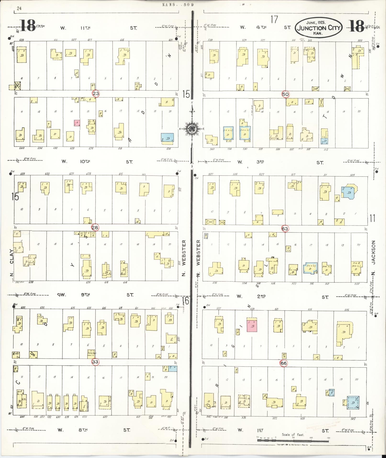 Sanborn Fire Insurance Map from Junction City, Geary County, Kansas (1947), Sheet #0018 - Complete Map Set gallery image, historic Sanborn map, vintage wall art, Kansas Kansas