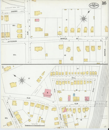 Sanborn Fire Insurance Map from Stamford, Fairfield County, Connecticut (1901), Sheet #0016 - Complete Map Set gallery image, historic Sanborn map, vintage wall art, Connecticut Connecticut
