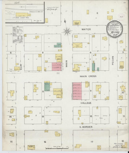 Sanborn Fire Insurance Map from Milford, Ellis County, Texas (1894), Sheet #0001 - Historic Sanborn Fire Insurance Map Print, vintage old map wall art, antique decor, genealogy gift, Texas Texas map