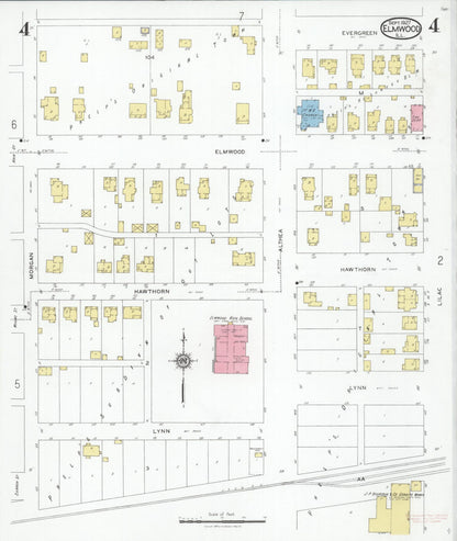 Sanborn Fire Insurance Map from Elmwood, Peoria County, Illinois (1927), Sheet #0004 - Complete Map Set gallery image, historic Sanborn map, vintage wall art, Illinois Illinois