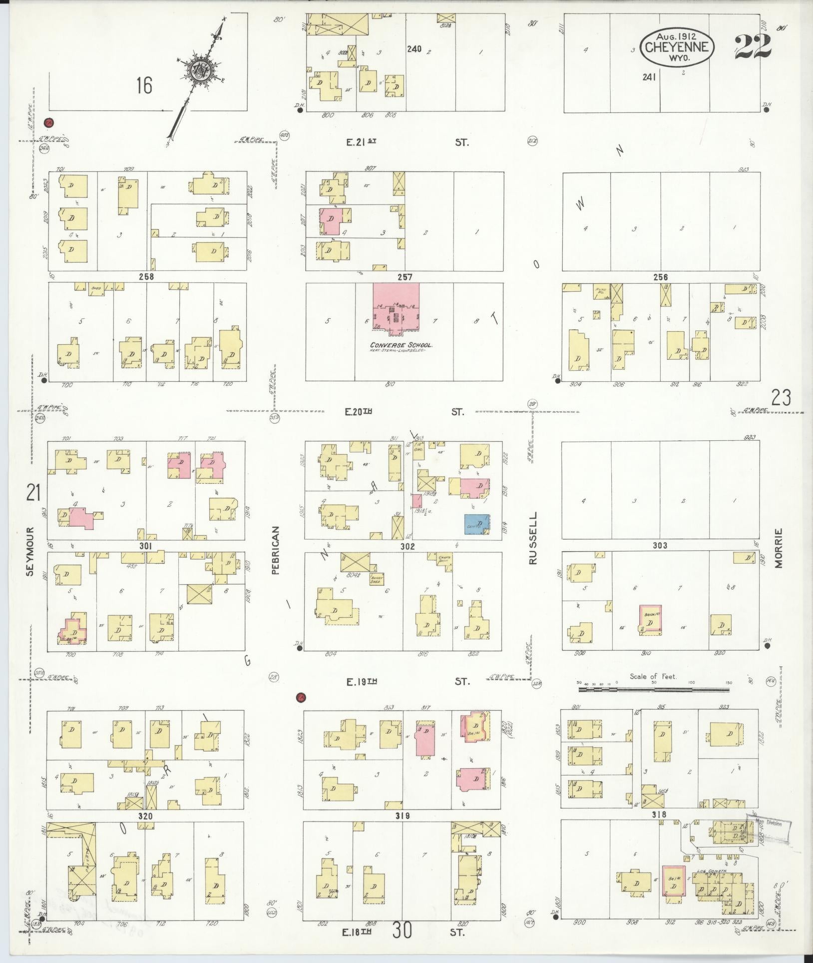Sanborn Fire Insurance Map from Cheyenne, Laramie County, Wyoming (1912), Sheet #0022 - Complete Map Set gallery image, historic Sanborn map, vintage wall art, Wyoming Wyoming