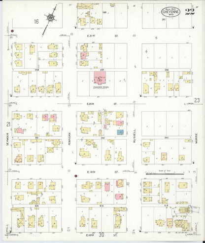 Sanborn Fire Insurance Map from Cheyenne, Laramie County, Wyoming (1912), Sheet #0022 - Complete Map Set gallery image, historic Sanborn map, vintage wall art, Wyoming Wyoming