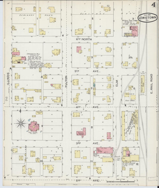 Sanborn Fire Insurance Map from Lewistown, Fulton County, Illinois (1893), Sheet #0004 - Historic Sanborn Fire Insurance Map Print, vintage old map wall art, antique decor, genealogy gift, Illinois Illinois map