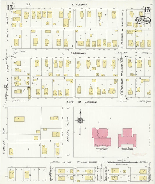Sanborn Fire Insurance Map from Centralia, Marion, Clinton, Jefferson, and Washington Counties, Illinois (1924), Sheet #0015 - Historic Sanborn Fire Insurance Map Print, vintage old map wall art, antique decor, genealogy gift, Illinois Illinois map