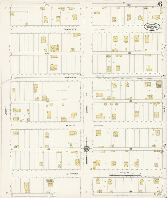 Sanborn Fire Insurance Map from Sumas, Whatcom County, Washington (1914), Sheet #0006 - Historic Sanborn Fire Insurance Map Print, vintage old map wall art, antique decor, genealogy gift, Washington Washington map