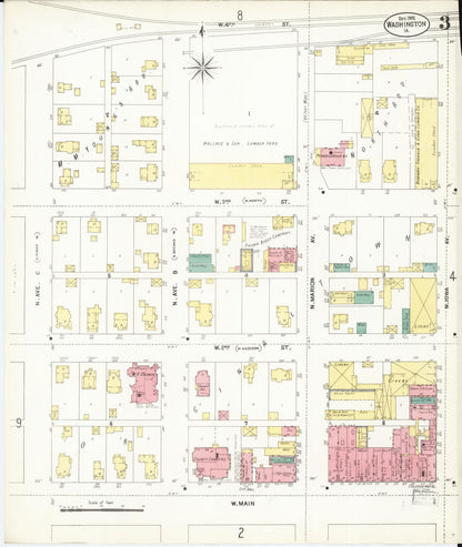 Sanborn Fire Insurance Map from Washington, Washington County, Iowa (1902), Sheet #0003 - Historic Sanborn Fire Insurance Map Print, vintage old map wall art