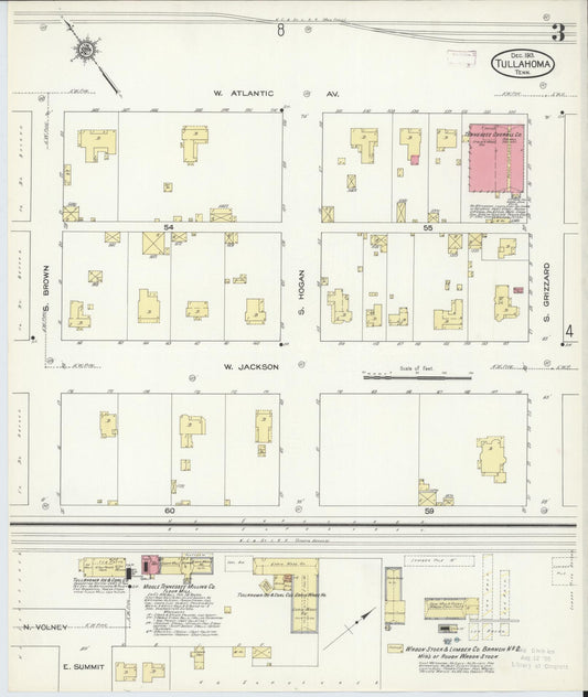 Sanborn Fire Insurance Map from Tullahoma, Coffee County, Tennessee (1913), Sheet #0003 - Historic Sanborn Fire Insurance Map Print, vintage old map wall art, antique decor, genealogy gift, Tennessee Tennessee map