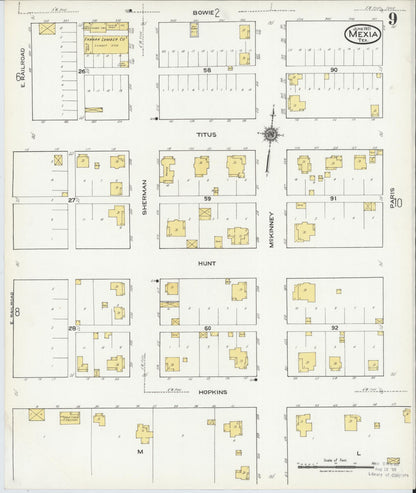 Sanborn Fire Insurance Map from Mexia, Limestone County, Texas (1921), Sheet #0009 - Complete Map Set gallery image, historic Sanborn map, vintage wall art, Texas Texas