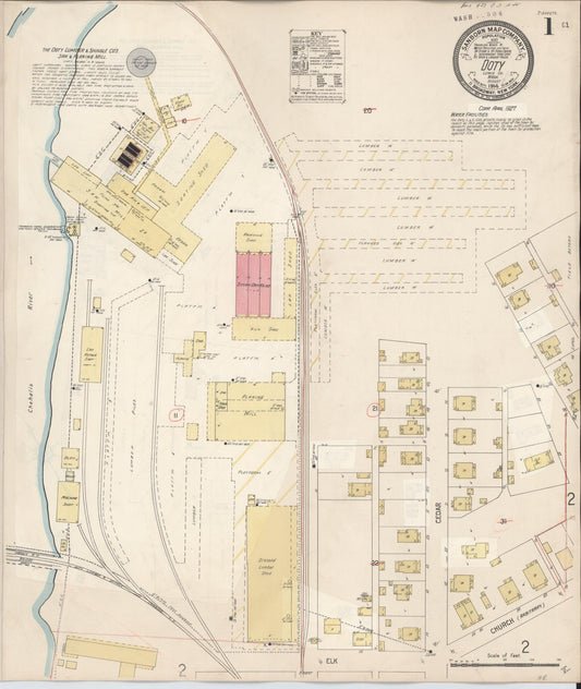 Sanborn Fire Insurance Map from Doty, Lewis County, Washington (1927), Sheet #0001 - Complete Map Set gallery image, historic Sanborn map, vintage wall art, Washington Washington