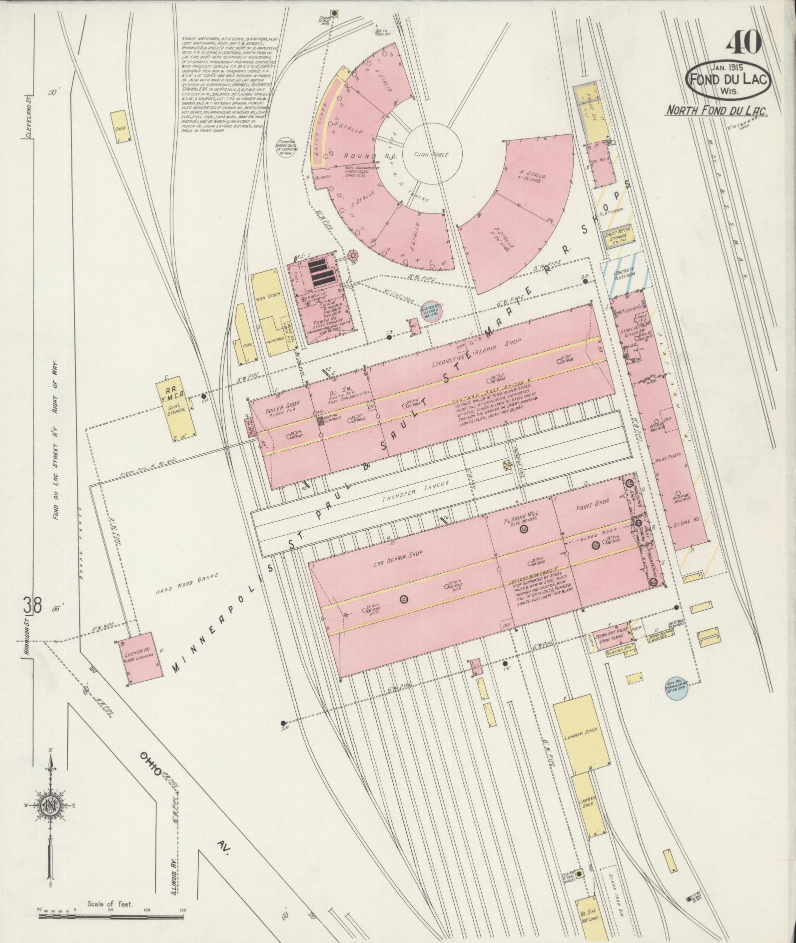 Sanborn Fire Insurance Map from Fond du Lac, Fond du Lac County, Wisconsin (1915), Sheet #0040 - Historic Sanborn Fire Insurance Map Print, vintage old map wall art, antique decor, genealogy gift, Wisconsin Wisconsin map