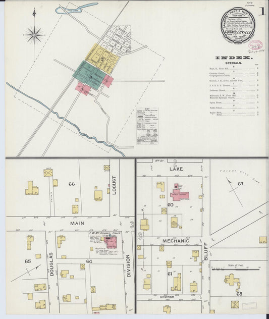 Sanborn Fire Insurance Map from Chandlerville, Cass County, Illinois (1894), Sheet #0001 - Historic Sanborn Fire Insurance Map Print, vintage old map wall art, antique decor, genealogy gift, Illinois Illinois map