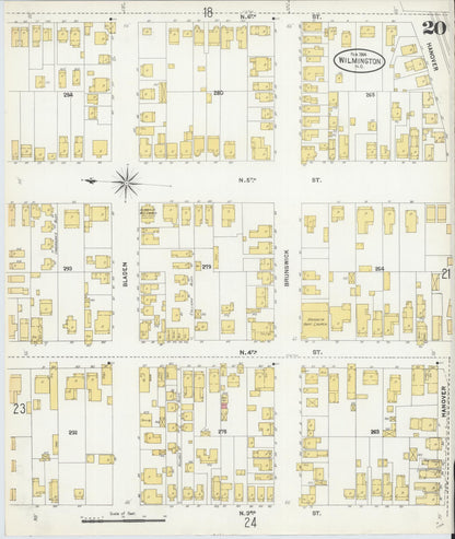 Sanborn Fire Insurance Map from Wilmington, New Hanover County, North Carolina (1904), Sheet #0020 - Complete Map Set gallery image, historic Sanborn map, vintage wall art, North Carolina North Carolina