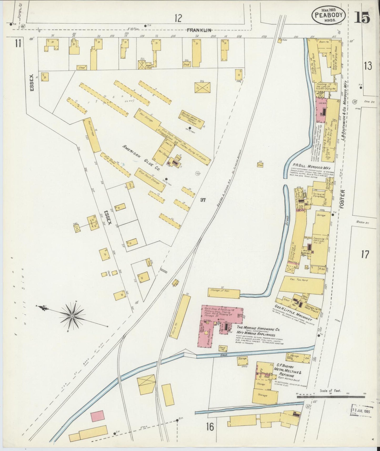 Sanborn Fire Insurance Map from Peabody, Essex County, Massachusetts (1903), Sheet #0015 - Complete Map Set gallery image, historic Sanborn map, vintage wall art, Massachusetts Massachusetts