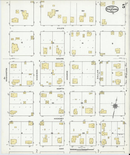 Sanborn Fire Insurance Map from Kaufman, Kaufman County, Texas (1920), Sheet #0005 - Complete Map Set gallery image, historic Sanborn map, vintage wall art, Texas Texas