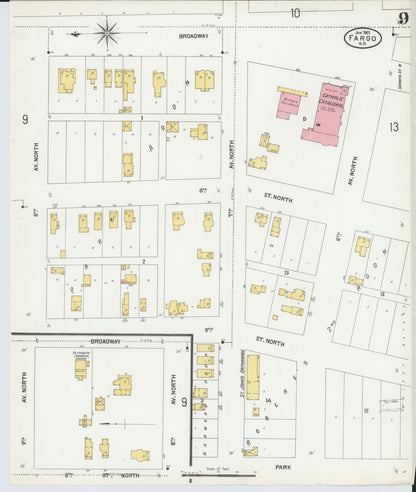 Sanborn Fire Insurance Map from Fargo, Cass County, North Dakota (1901), Sheet #0009 - Complete Map Set gallery image, historic Sanborn map, vintage wall art, North Dakota North Dakota