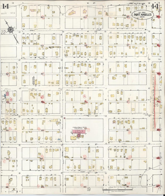 Sanborn Fire Insurance Map from Port Angeles, Clallam County, Washington (1949), Sheet #0014 - Historic Sanborn Fire Insurance Map Print, vintage old map wall art, antique decor, genealogy gift, Washington Washington map