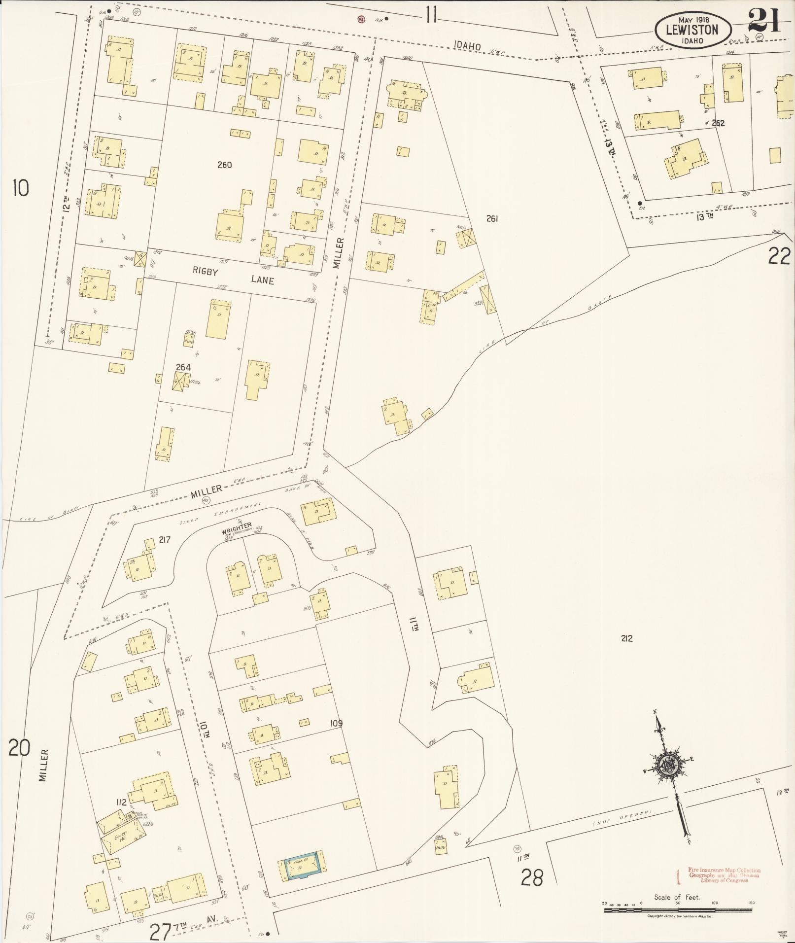 Sanborn Fire Insurance Map from Lewiston, Nez Perce County, Idaho (1918), Sheet #0021 - Complete Map Set gallery image, historic Sanborn map, vintage wall art, Idaho Idaho