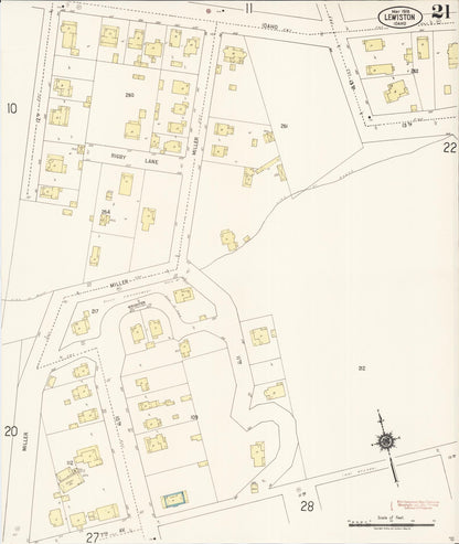 Sanborn Fire Insurance Map from Lewiston, Nez Perce County, Idaho (1918), Sheet #0021 - Complete Map Set gallery image, historic Sanborn map, vintage wall art, Idaho Idaho