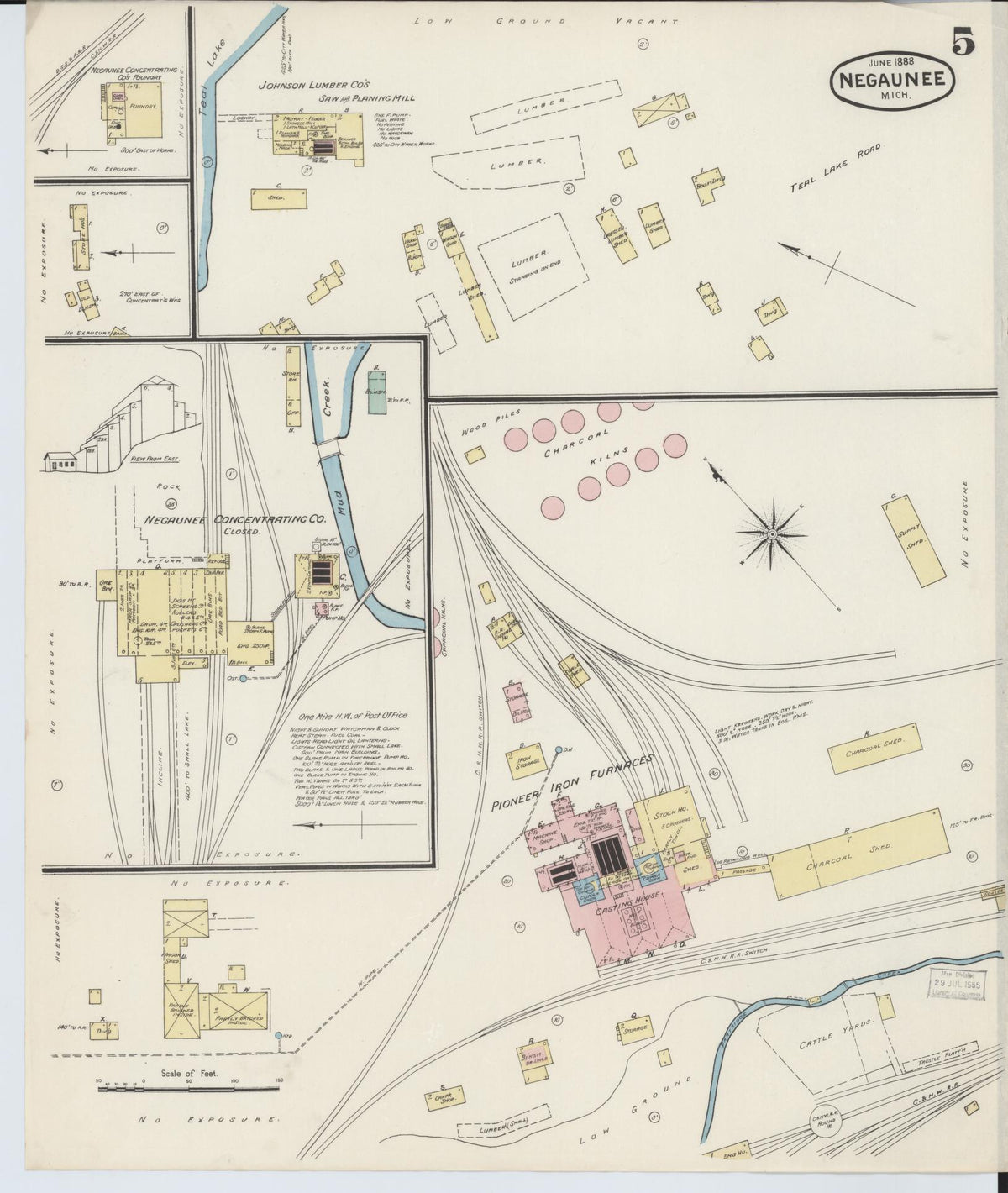 Sanborn Fire Insurance Map from Negaunee, Marquette County, Michigan (1888), Sheet #0005 - Historic Sanborn Fire Insurance Map Print, vintage old map wall art, antique decor, genealogy gift, Michigan Michigan map
