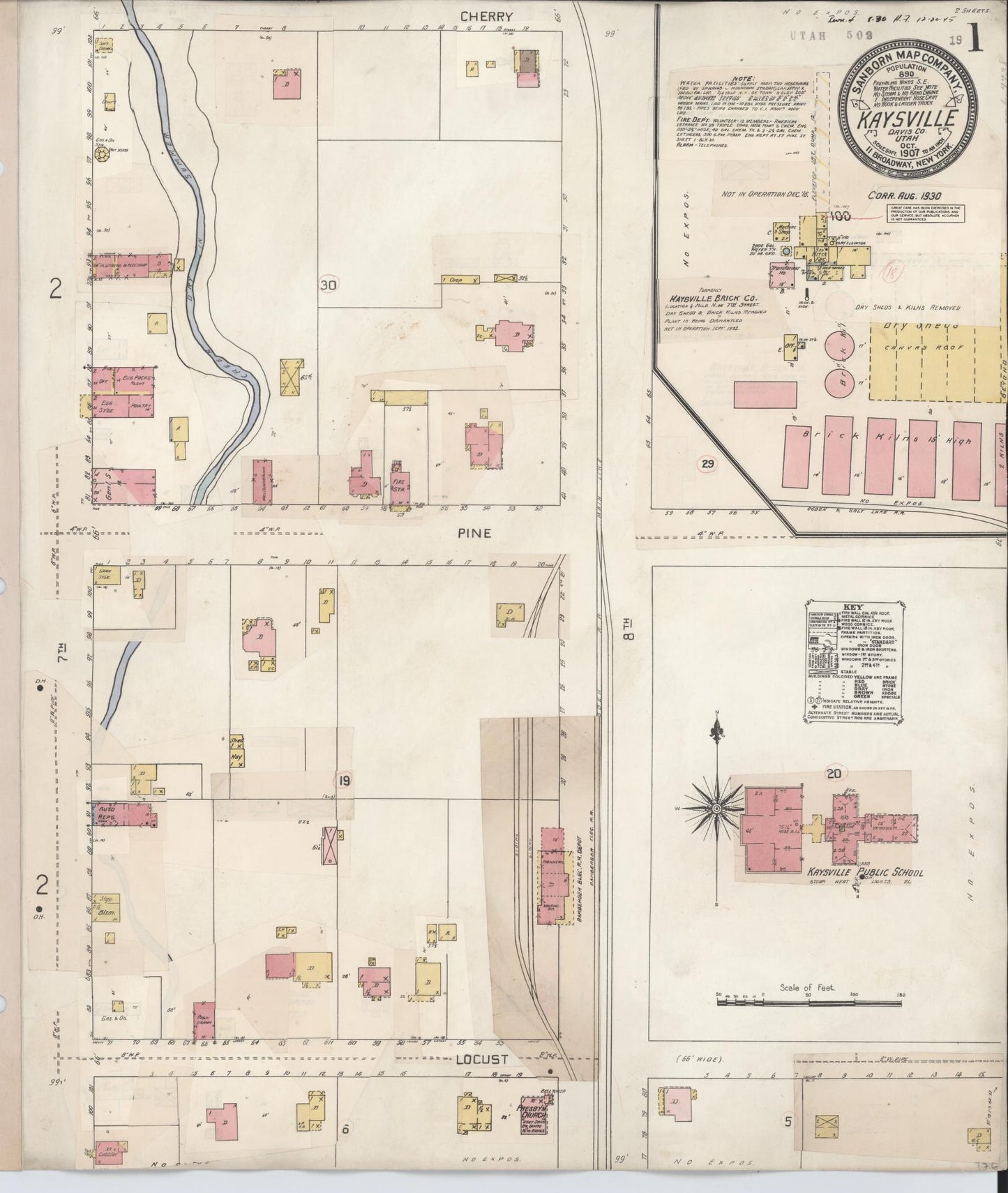 Sanborn Fire Insurance Map from Kaysville, Davis County, Utah (1930), Sheet #0001 - Complete Map Set gallery image, historic Sanborn map, vintage wall art, Utah Utah