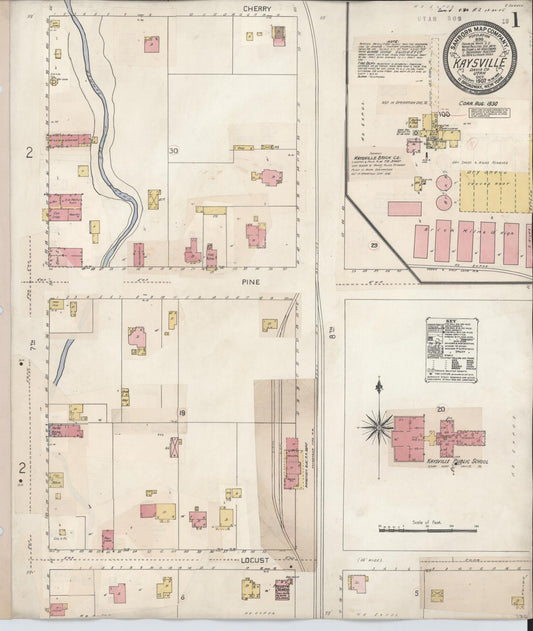 Sanborn Fire Insurance Map from Kaysville, Davis County, Utah (1930), Sheet #0001 - Complete Map Set gallery image, historic Sanborn map, vintage wall art, Utah Utah