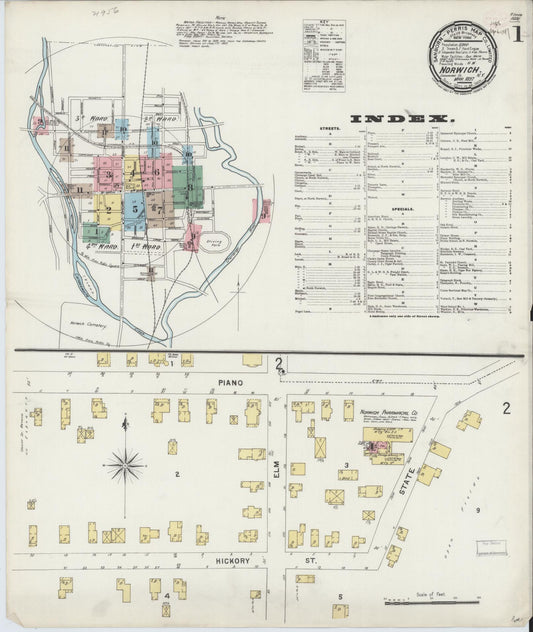 Sanborn Fire Insurance Map from Norwich, Chenango County, New York (1897), Sheet #0001 - Historic Sanborn Fire Insurance Map Print, vintage old map wall art, antique decor, genealogy gift, New York New York map