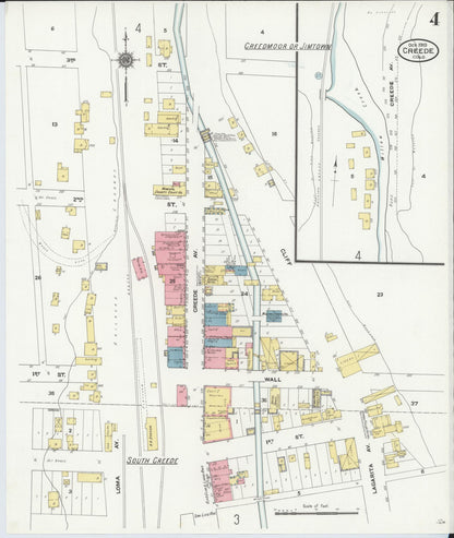 Sanborn Fire Insurance Map from Creede, Mineral County, Colorado (1910), Sheet #0004 - Complete Map Set gallery image, historic Sanborn map, vintage wall art, Colorado Colorado