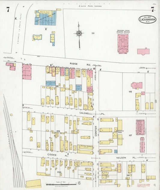 Sanborn Fire Insurance Map from Lackawanna, Erie County, New York (1927), Sheet #0007 - Historic Sanborn Fire Insurance Map Print, vintage old map wall art, antique decor, genealogy gift, New York New York map