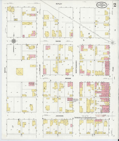 Sanborn Fire Insurance Map from Vernon, Jennings County, Indiana (1911), Sheet #0002 - Complete Map Set gallery image, historic Sanborn map, vintage wall art, Indiana Indiana