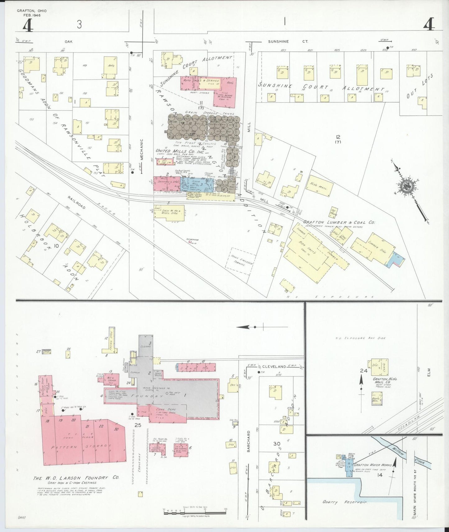 Sanborn Fire Insurance Map from Grafton, Lorain County, Ohio (1946), Sheet #0004 - Historic Sanborn Fire Insurance Map Print, vintage old map wall art, antique decor, genealogy gift, Ohio Ohio map