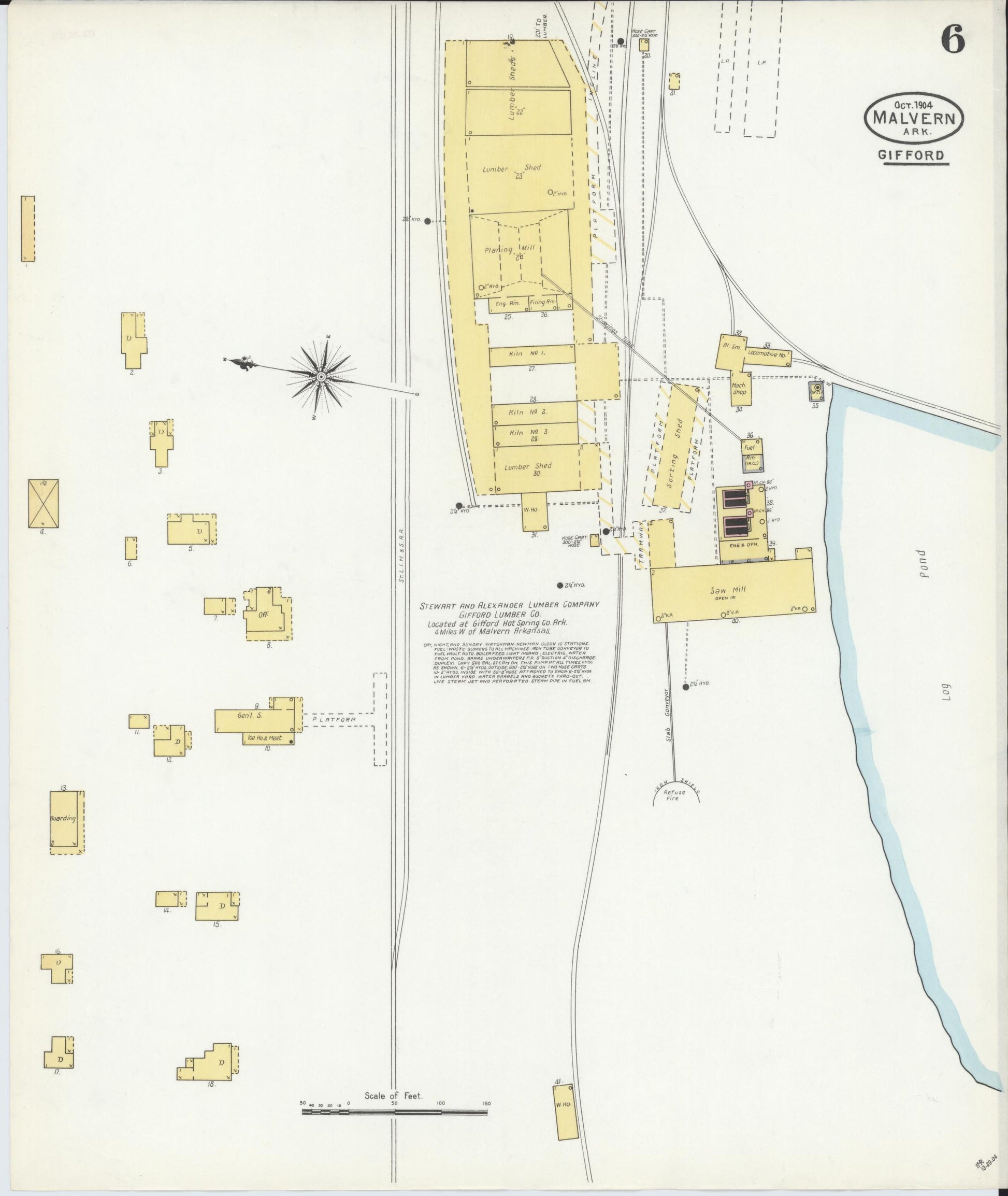 Sanborn Fire Insurance Map from Malvern, Hot Springs County, Arkansas (1904), Sheet #0006 - Complete Map Set gallery image, historic Sanborn map, vintage wall art, Arkansas Arkansas