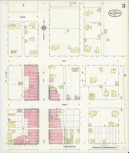 Sanborn Fire Insurance Map from Wills Point, Van Zandt County, Texas (1912), Sheet #0003 - Complete Map Set gallery image, historic Sanborn map, vintage wall art, Texas Texas