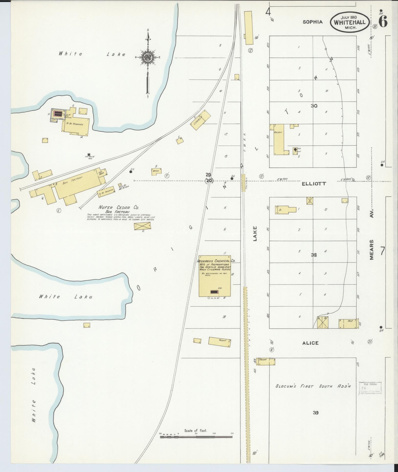 Sanborn Fire Insurance Map from Whitehall, Muskegon County, Michigan (1910), Sheet #0006 - Historic Sanborn Fire Insurance Map Print, vintage old map wall art, antique decor, genealogy gift, Michigan Michigan map