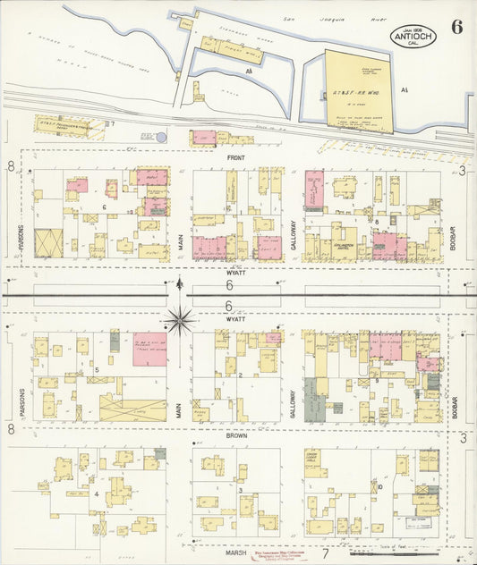 Sanborn Fire Insurance Map from Antioch, Contra Costa County, California (1908), Sheet #0006 - Historic Sanborn Fire Insurance Map Print, vintage old map wall art, antique decor, genealogy gift, California California map