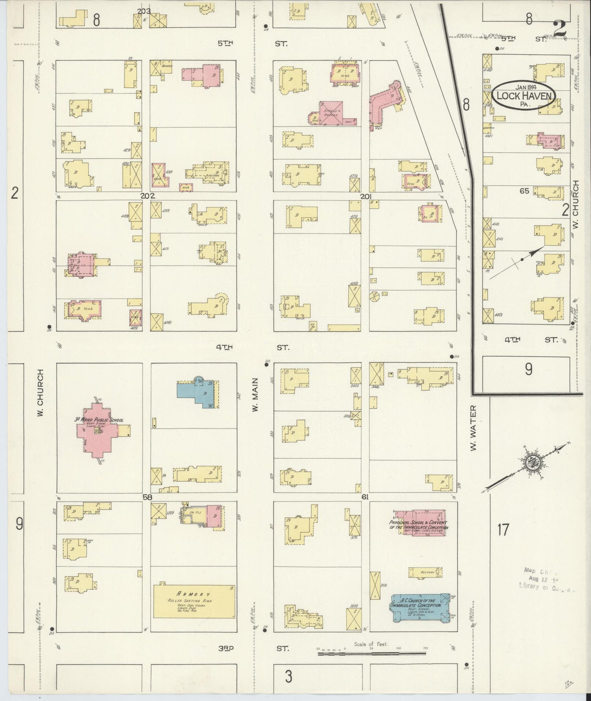Sanborn Fire Insurance Map from Lock Haven, Clinton County, Pennsylvania (1914), Sheet #0002 - Historic Sanborn Fire Insurance Map Print, vintage old map wall art, antique decor, genealogy gift, Pennsylvania Pennsylvania map
