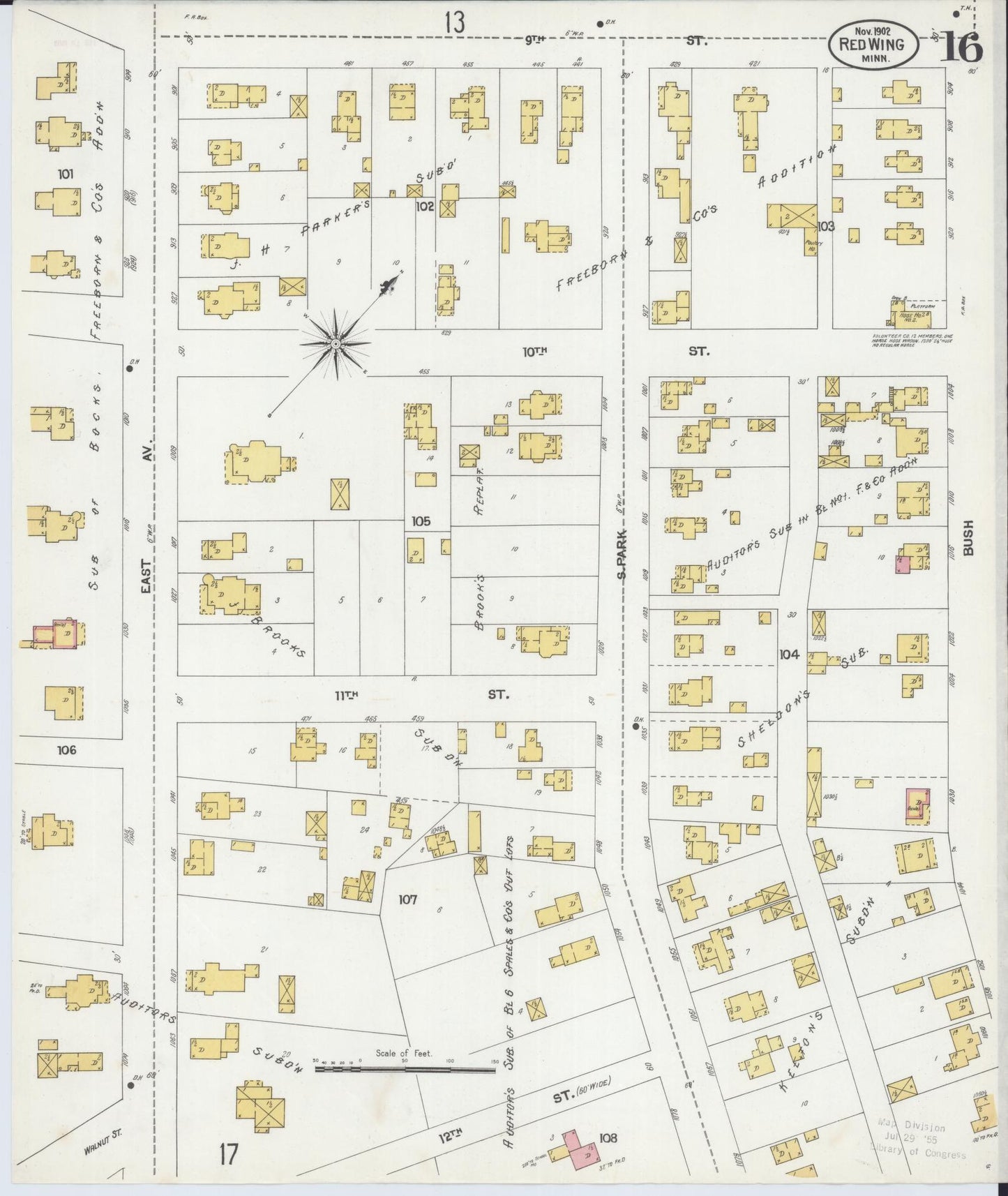 Sanborn Fire Insurance Map from Red Wing, Goodhue County, Minnesota (1902), Sheet #0016 - Historic Sanborn Fire Insurance Map Print, vintage old map wall art, antique decor, genealogy gift, Minnesota Minnesota map