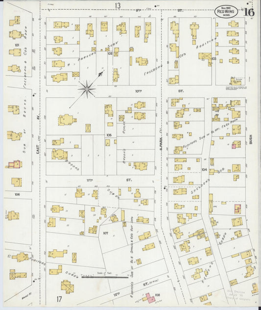 Sanborn Fire Insurance Map from Red Wing, Goodhue County, Minnesota (1902), Sheet #0016 - Historic Sanborn Fire Insurance Map Print, vintage old map wall art, antique decor, genealogy gift, Minnesota Minnesota map