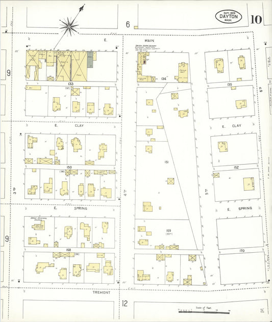 Sanborn Fire Insurance Map from Dayton, Columbia County, Washington (1909), Sheet #0010 - Historic Sanborn Fire Insurance Map Print, vintage old map wall art, antique decor, genealogy gift, Washington Washington map