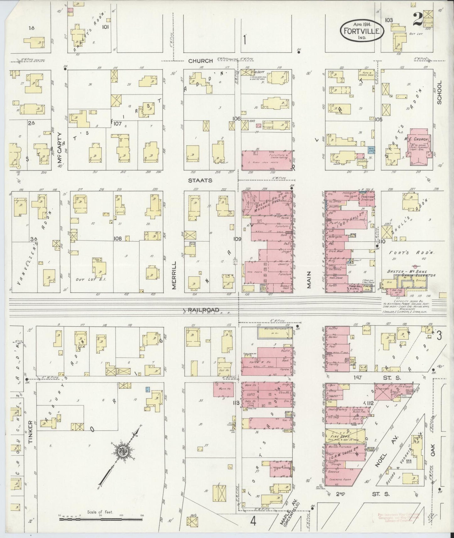 Sanborn Fire Insurance Map from Fortville, Hancock County, Indiana (1914), Sheet #0002 - Complete Map Set gallery image, historic Sanborn map, vintage wall art, Indiana Indiana